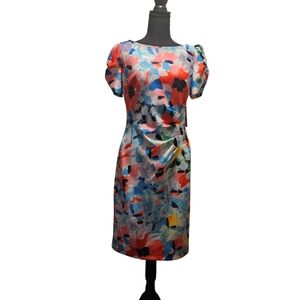 Karl Lagerfeld Multi-Colored Dress with Puff Sleeves